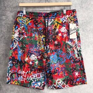 Fresh Prints of Bel Air Retro Graphic Red Graffiti Shorts Size Medium NWT